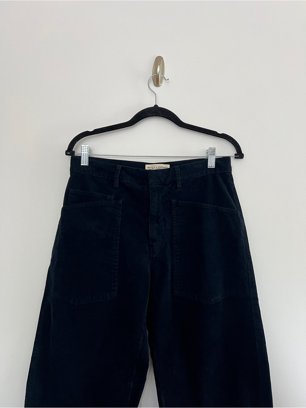 Nili Lotan Shon Cotton Blend Corduroy Tapered Pants Navy Size 2 - Picture 3 of 8